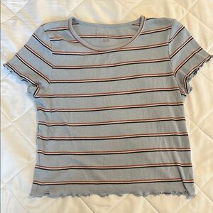 Striped Blue and Black Women's Top